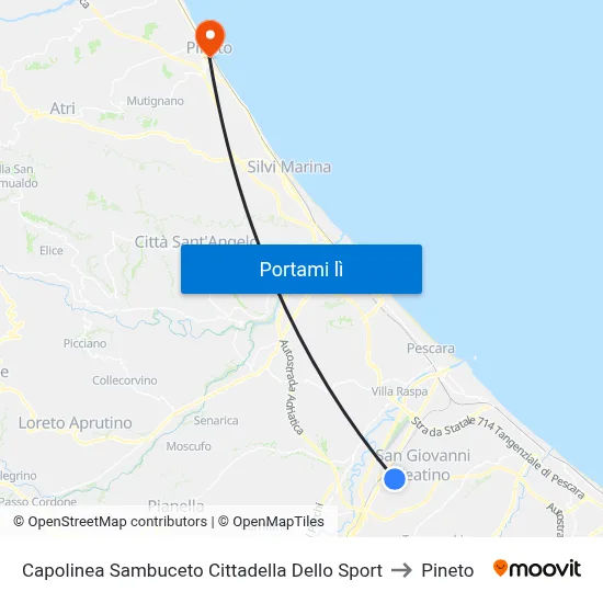 Capolinea Sambuceto Cittadella Dello Sport to Pineto map