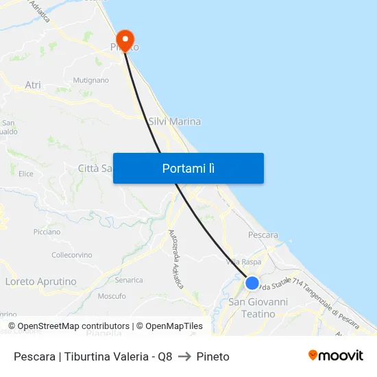 Pescara | Tiburtina Valeria - Q8 to Pineto map