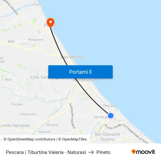 Pescara | Tiburtina Valeria - Naturasì to Pineto map