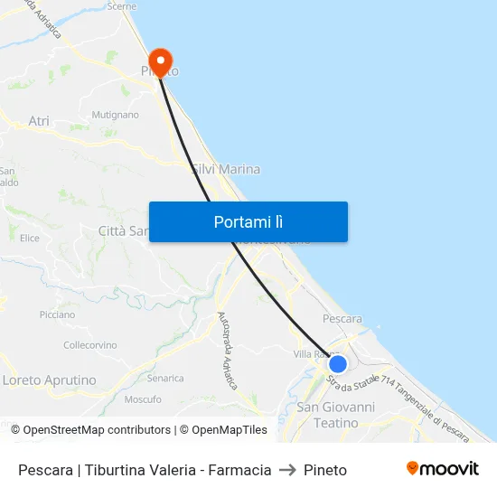 Pescara | Tiburtina Valeria - Farmacia to Pineto map