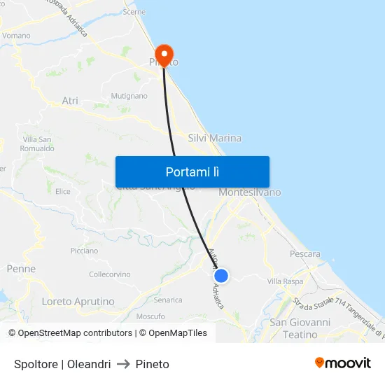 Spoltore | Oleandri to Pineto map