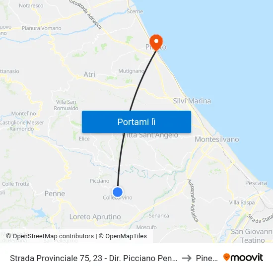 Strada Provinciale 75, 23 - Dir. Picciano Penne to Pineto map