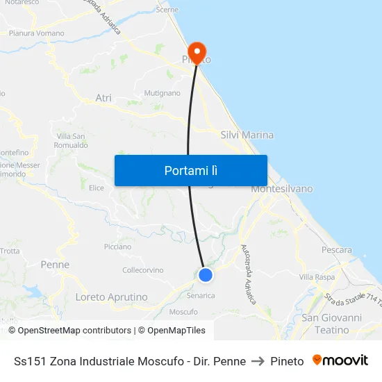 Ss151 Zona Industriale Moscufo - Dir. Penne to Pineto map