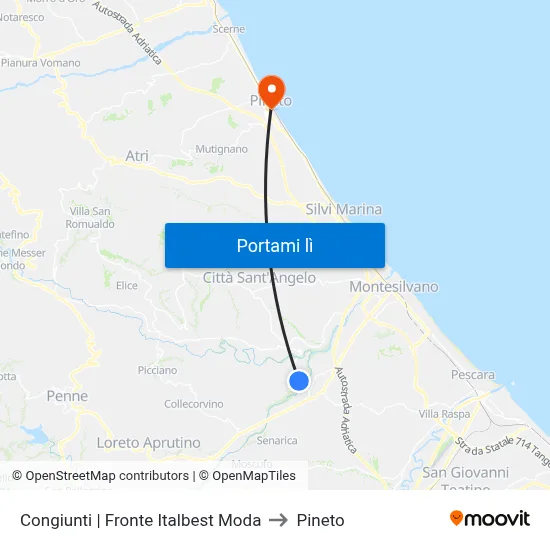 Congiunti | Fronte Italbest Moda to Pineto map