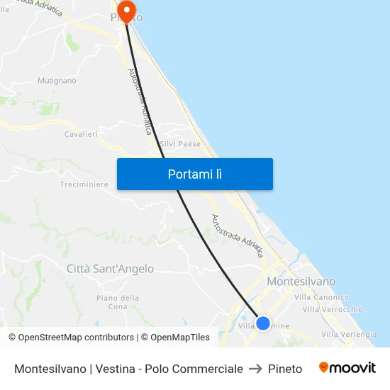 Montesilvano | Vestina - Polo Commerciale to Pineto map