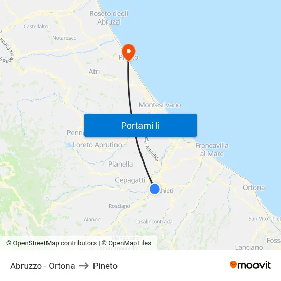 Abruzzo - Ortona to Pineto map