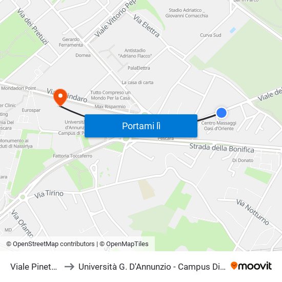 Viale Pineta, 72 to Università G. D'Annunzio - Campus Di Pescara map