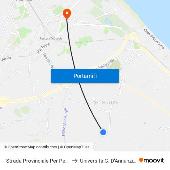 Strada Provinciale Per Pescara - San Silvestro, 169 to Università G. D'Annunzio - Campus Di Pescara map