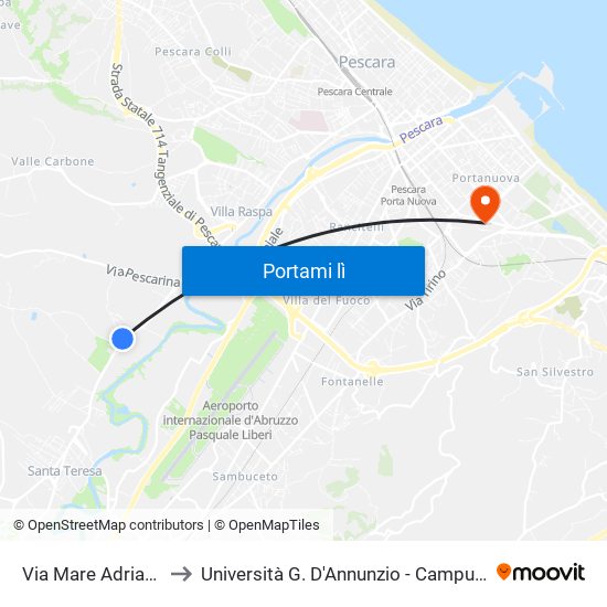 Via Mare Adriatico, 76 to Università G. D'Annunzio - Campus Di Pescara map