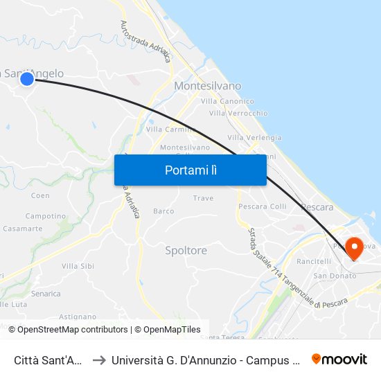 Città Sant'Angelo to Università G. D'Annunzio - Campus Di Pescara map