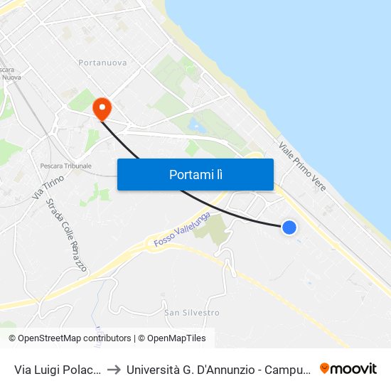 Via Luigi Polacchi, 21 to Università G. D'Annunzio - Campus Di Pescara map