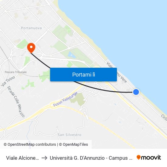 Viale Alcione, 265 to Università G. D'Annunzio - Campus Di Pescara map