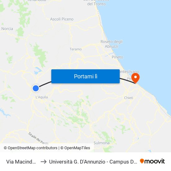 Via Macindole, 6 to Università G. D'Annunzio - Campus Di Pescara map