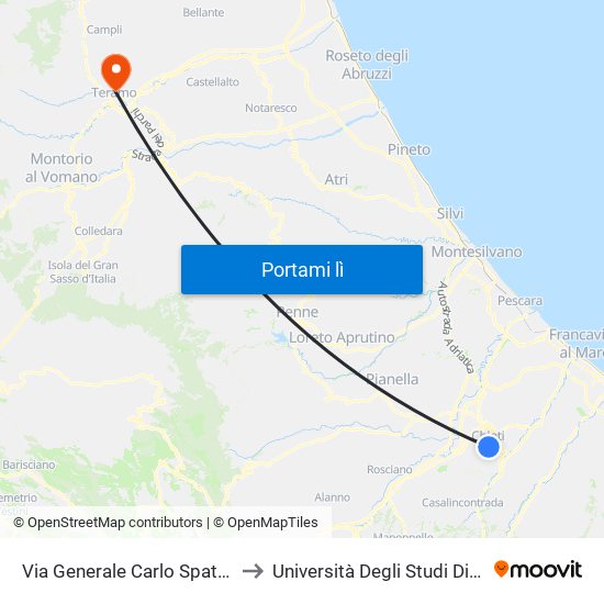 Via Generale Carlo Spatocco 34 to Università Degli Studi Di Teramo map