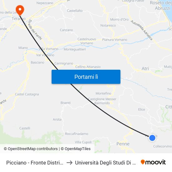 Picciano - Fronte Distributore to Università Degli Studi Di Teramo map