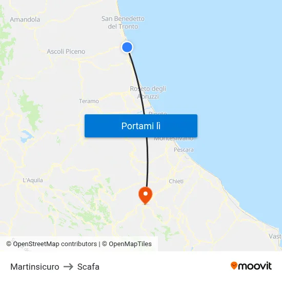 Martinsicuro to Scafa map
