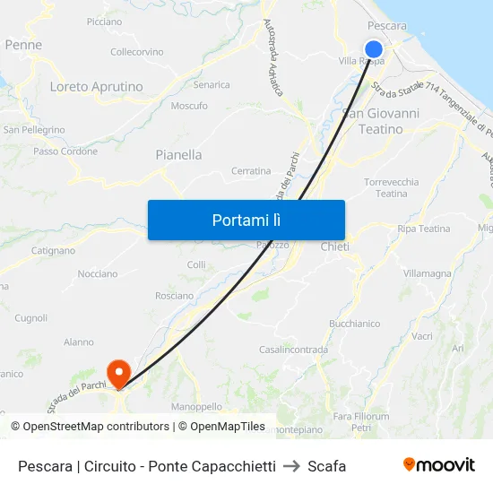 Pescara | Circuito - Ponte Capacchietti to Scafa map