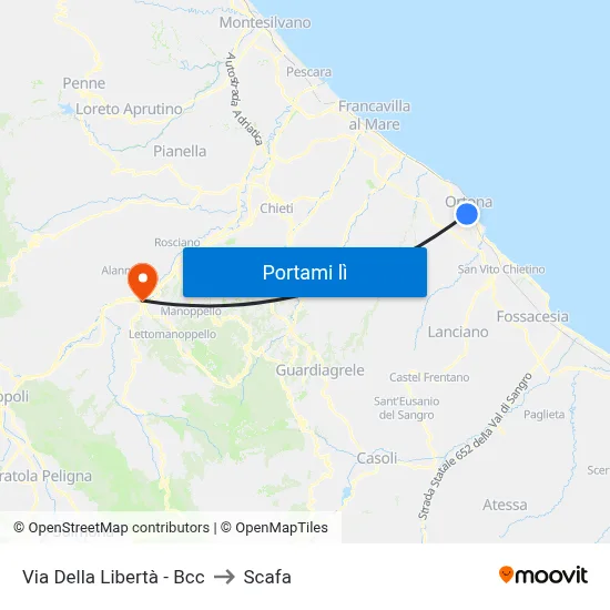 Via Della Libertà - Bcc to Scafa map