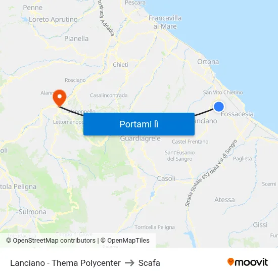 Lanciano - Thema Polycenter to Scafa map