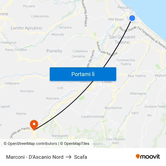 Marconi - D'Ascanio Nord to Scafa map