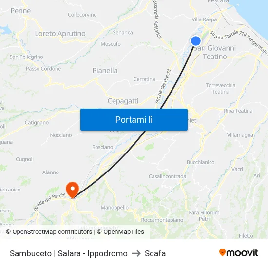 Sambuceto | Salara - Ippodromo to Scafa map