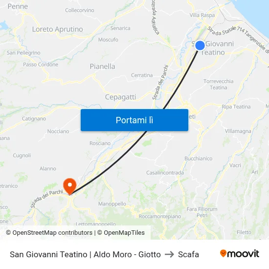 San Giovanni Teatino | Aldo Moro - Giotto to Scafa map