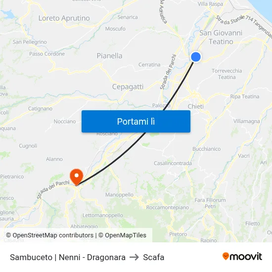 Sambuceto | Nenni - Dragonara to Scafa map