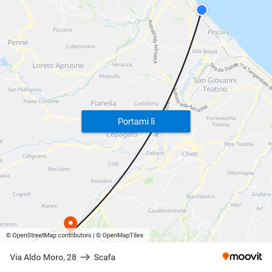 Via Aldo Moro, 28 to Scafa map