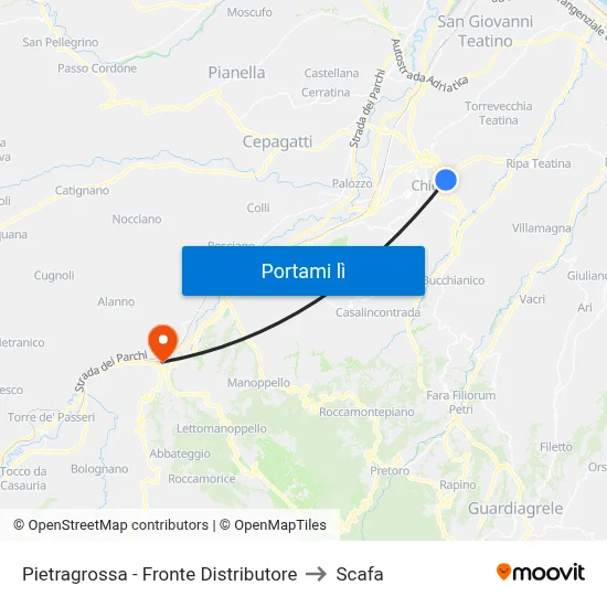 Pietragrossa - Fronte Distributore to Scafa map
