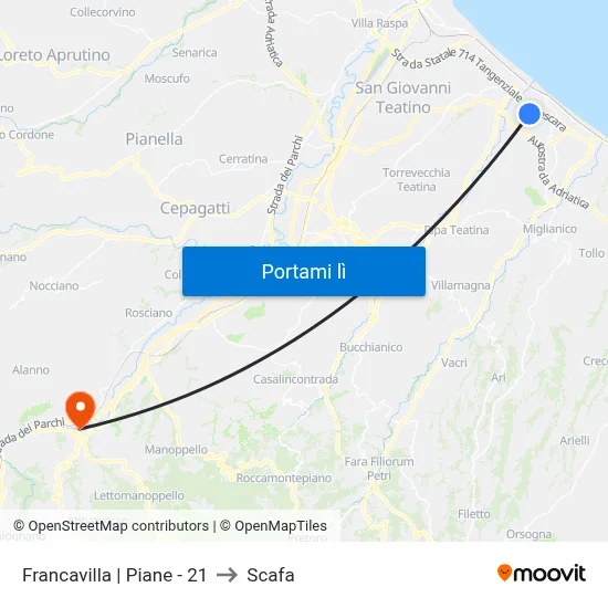 Francavilla | Piane - 21 to Scafa map
