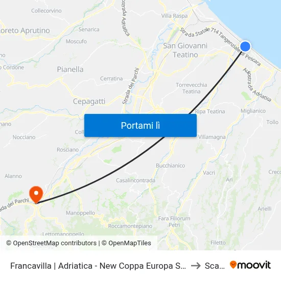 Francavilla | Adriatica - New Coppa Europa Sport to Scafa map