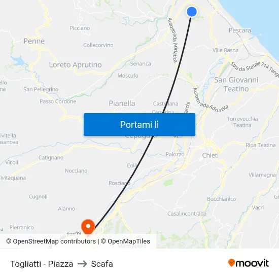 Togliatti - Piazza to Scafa map
