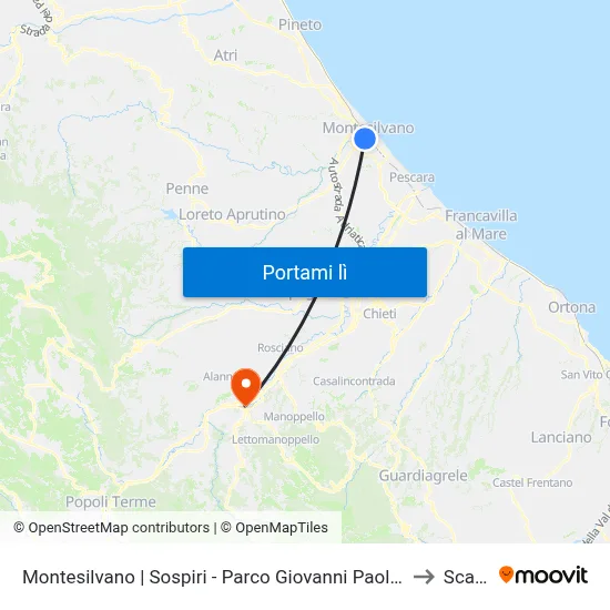 Montesilvano | Sospiri - Parco Giovanni Paolo II to Scafa map
