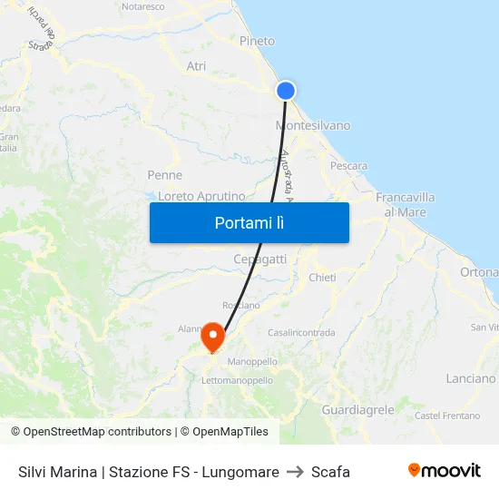 Silvi Marina | Stazione FS - Lungomare to Scafa map