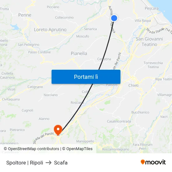 Spoltore | Ripoli to Scafa map