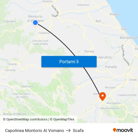 Capolinea Montorio Al Vomano to Scafa map