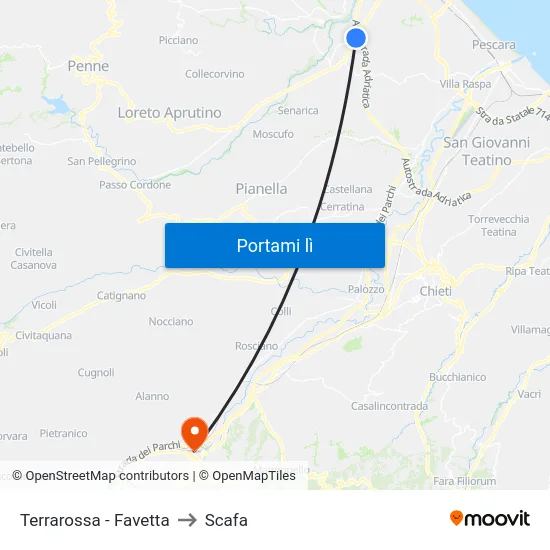 Terrarossa - Favetta to Scafa map