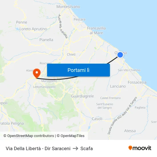 Via Della Libertà - Dir Saraceni to Scafa map