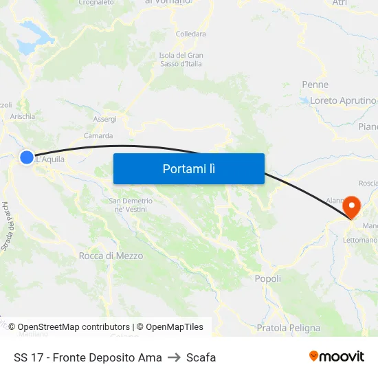 SS 17 - Fronte Deposito Ama to Scafa map