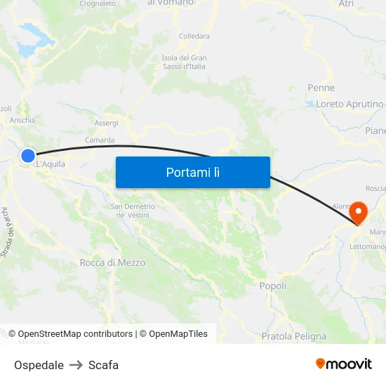 Ospedale to Scafa map