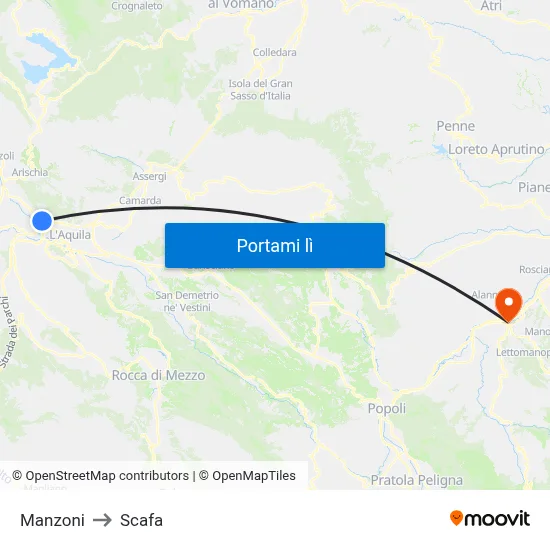 Manzoni to Scafa map