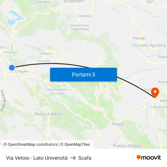 Via Vetoio - Lato Università to Scafa map