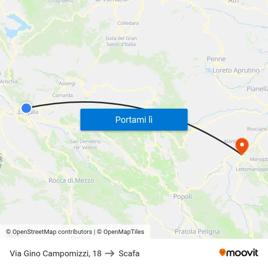 Via Gino Campomizzi, 18 to Scafa map