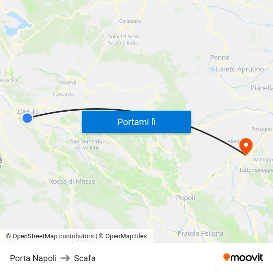 Porta Napoli to Scafa map