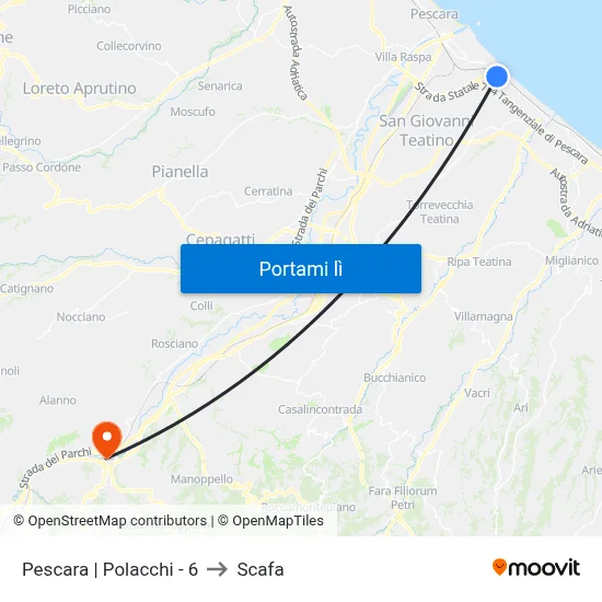 Pescara | Polacchi - 6 to Scafa map