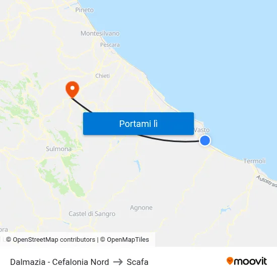 Dalmazia - Cefalonia Nord to Scafa map