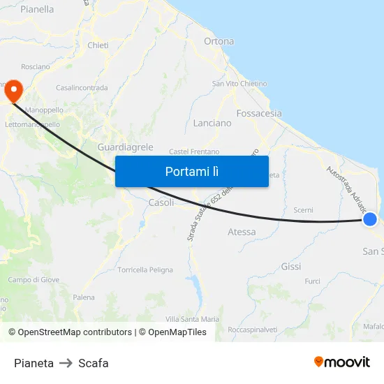 Pianeta to Scafa map