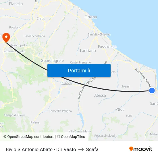 Bivio S.Antonio Abate - Dir Vasto to Scafa map