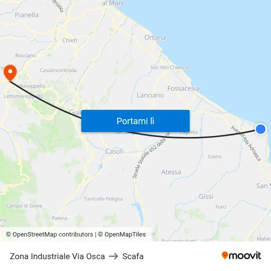 Zona Industriale Via Osca to Scafa map