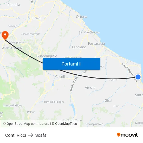 Conti Ricci to Scafa map